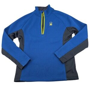 Spyder Men's Blue Black‎ 1/4 Zip Waffle Knit Pullover Sweater Size M